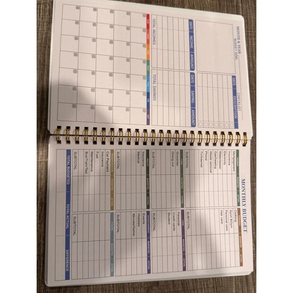 Undated Budget Planner & Financial Organizer Floral Spiral Bound Journal Book